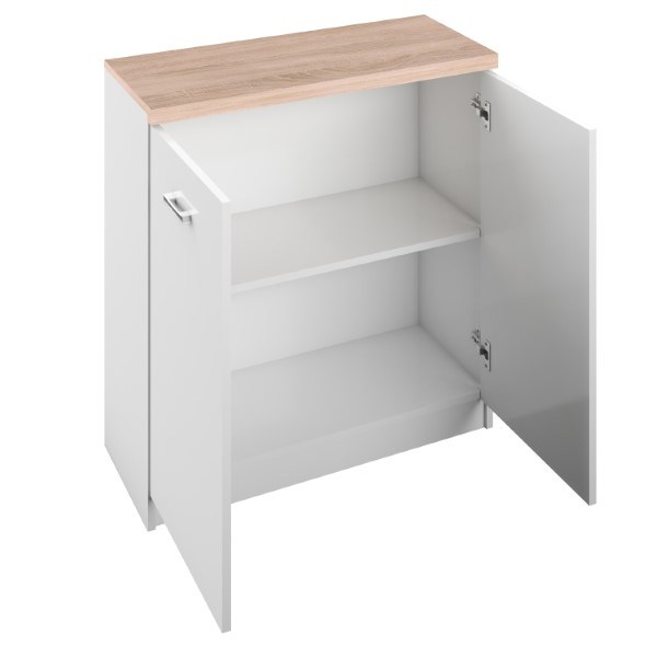 Dormitoare - Set dormitor TOP MIX, 5 piese, birou, vitrina, 2 biblioteci, comoda, alb