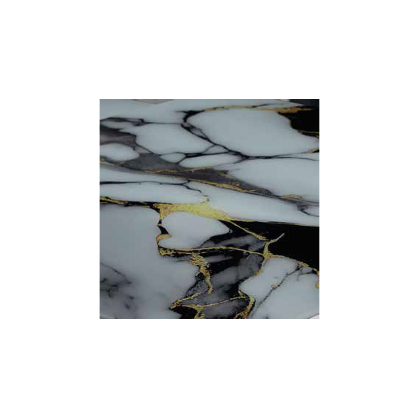 Mese Living - Set LION SILVER, masa extensibila cu 6 scaune, dreptunghiulara, marmura + alb + gri, 130/170x80x75 cm