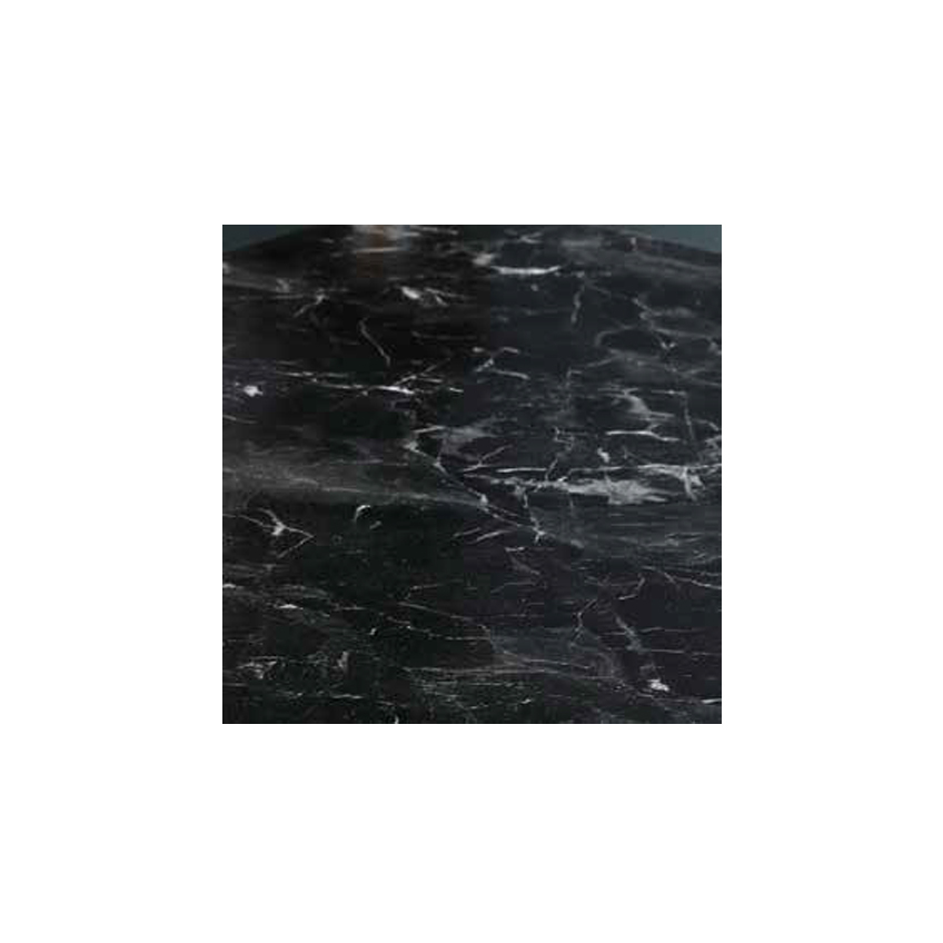 Mese Living - Set LION WOOD, masa extensibila cu 6 scaune, dreptunghiulara, marmura negru + alb, 130/170x80x75 cm