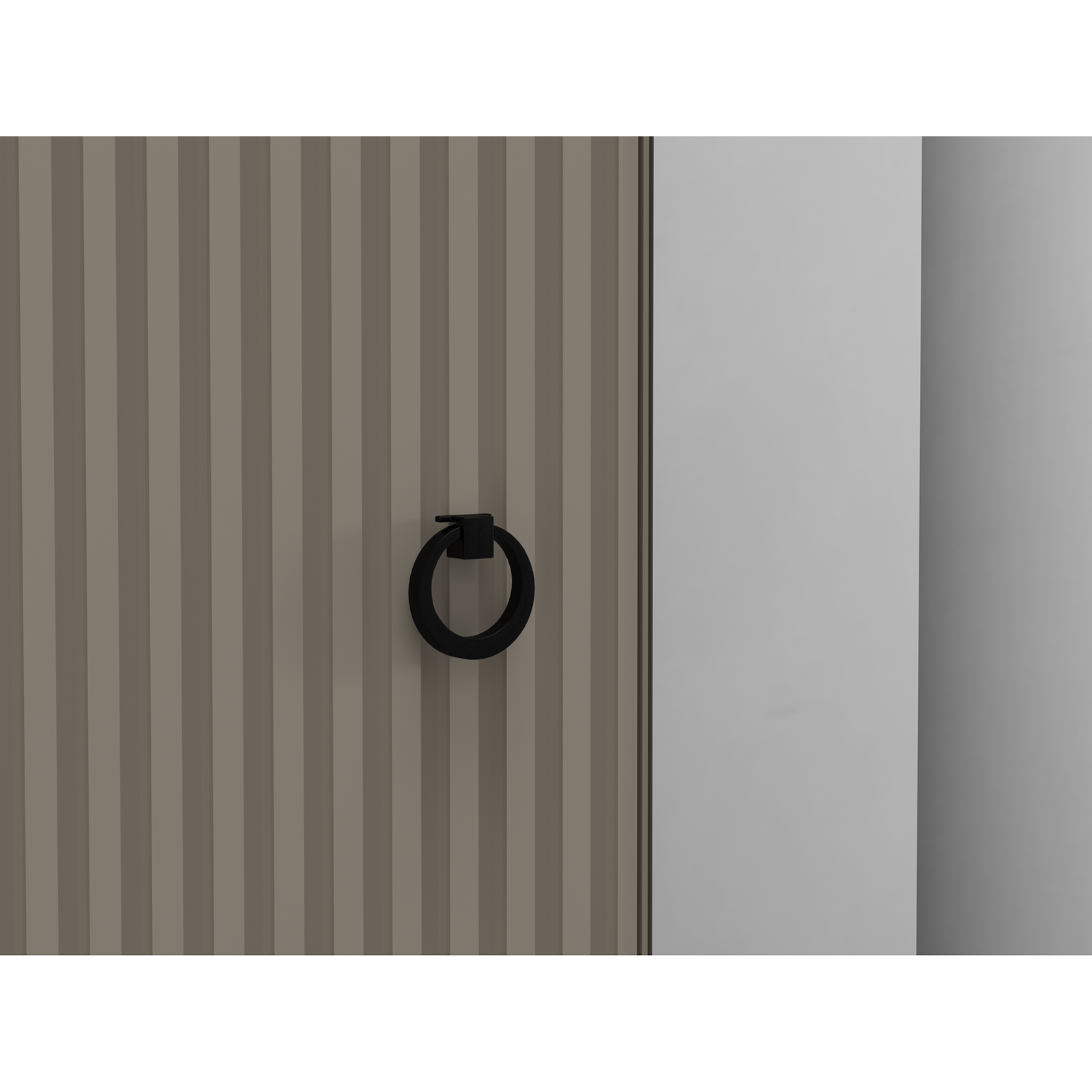 Vitrine - Vitrina joasa DOMINICA, 2 usi, geam, taupe + stejar silverjack, 85,5x41x137 cm