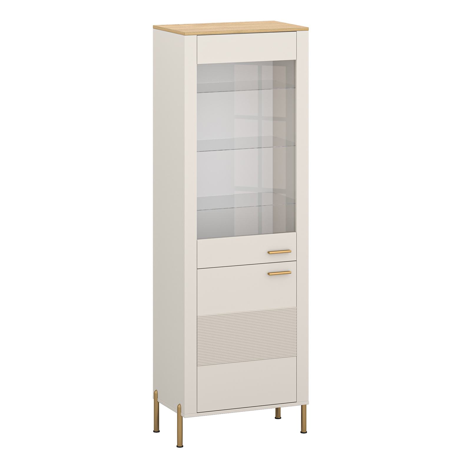 Colectia RUBEN - Vitrina RUBEN, 2 usi, geam, casmir + stejar piatra, 69,6x42,2x203 cm