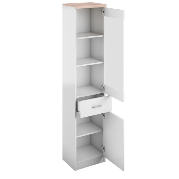 Vitrine - Vitrina TOP MIX, 2 uși, 1 sertar, geam, alb, 40x33x183 cm