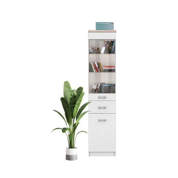 Vitrine - Vitrina TOP MIX, 2 uși, 1 sertar, geam, alb, 40x33x183 cm