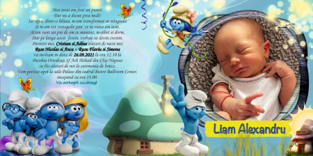 Invitații digitale botez - Invitație digitală Strumf