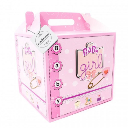Accesorii botez - Cutie dincarton pt trusou Baby Girl