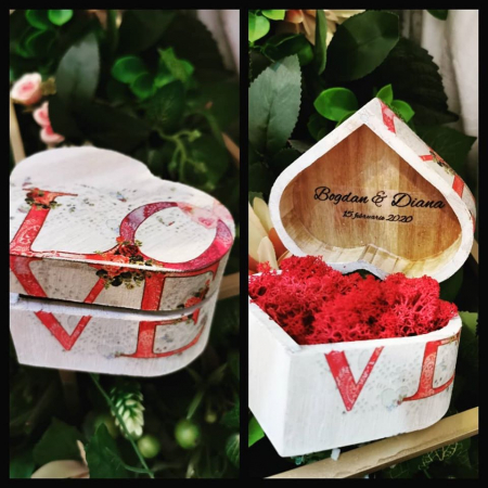 Accesorii nunta - Cutie personalizata pt verighete Love Heart