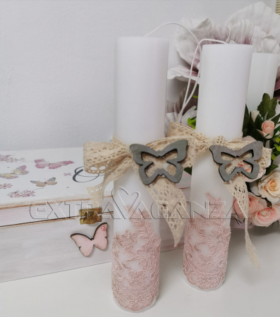 Accesorii botez - Lumânare botez butterfly vintage