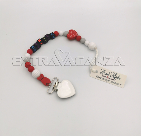 Accesorii botez - Lantisor pt suzeta Denisa red