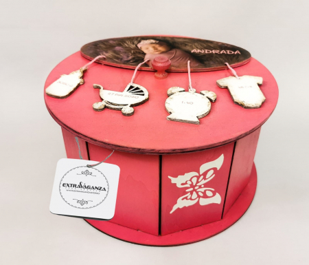 Accesorii botez - Cutie pt. trusou personalizata, cu placuta date