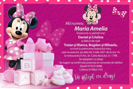 Invitații digitale botez - Invitație digitală Minnie