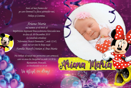 Invitații digitale botez - Invitație digitală Minnie