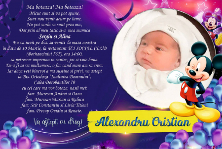 Invitații digitale botez - Invitație digitală Mickey