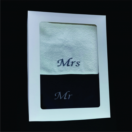 Set 2 Prosoape Nunta Personalizate cu Nume Mr &Mrs [3]