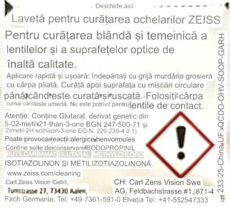 Kit de curatare ZEISS - Lentile Ochelari ZEISS  / ZEISS Cleaning Kit - Recomandat la intretinerea lentilelor de Ochelari , Obiectivelor Foto-Video, Ecranelor de Telefoane [4]