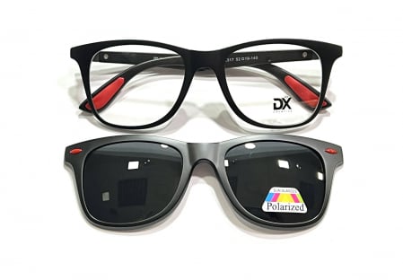 ClipOn Barbati - Rame de Ochelari Vedere DX Creative TR2317 Cu Clip-On Polarizat / 5 Clip-Ons