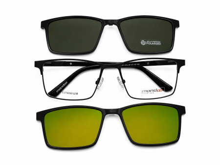 Unisex - Rame Mondoo 0669 02 cu 2 ClipOn-uri polarizate + oglinda Rame Ochelari de Vedere