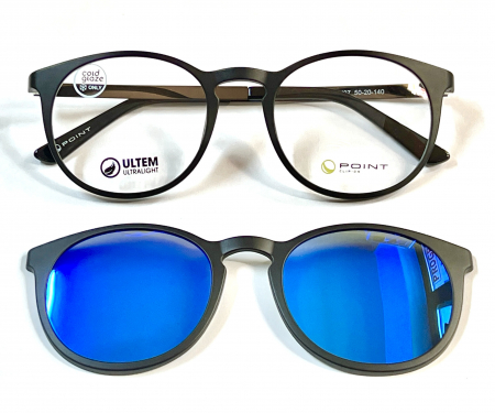 Rame Ochelari de Vedere Point 6070 U07 cu ClipOn Polarizat si Oglinda Blue [0]