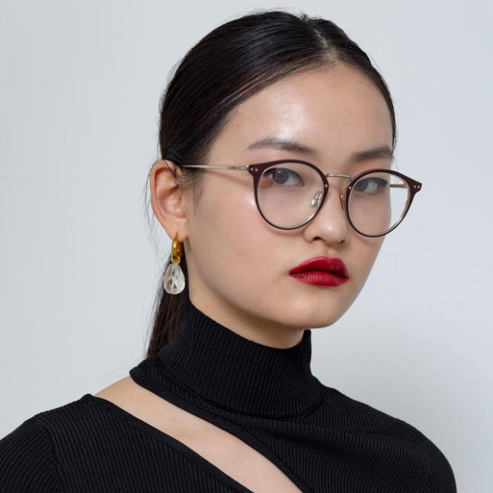 Linda Farrow Cooper Oval In Brown And Light Gold [4]
