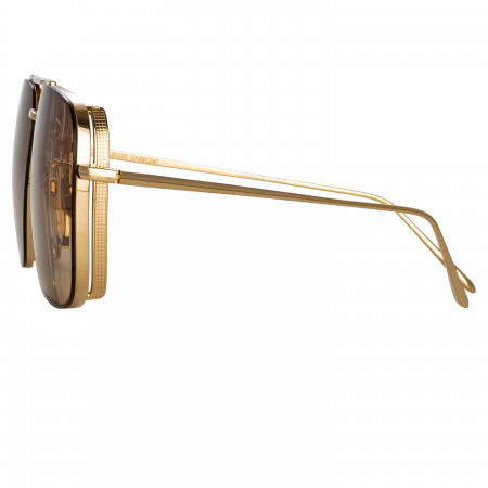 Linda Farrow Asher Aviator In Light Gold [2]