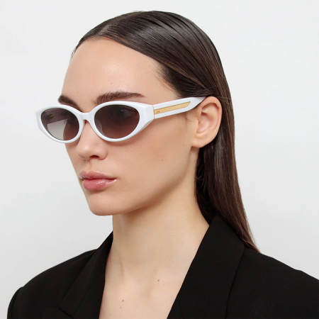 Ochelari de soare - Linda Farrow Lyra LFL1540 C2 in White Gold