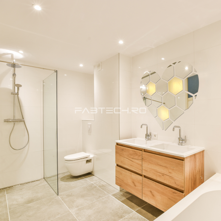 Produse FabTech - Decor Inima Hexagon Plexiglas Oglinda 3mm