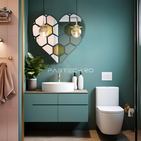 Decor Inima Hexagon Plexiglas Oglinda 3mm [2]