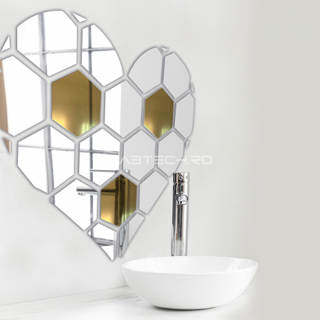 Decor Inima Hexagon Plexiglas Oglinda 3mm [3]