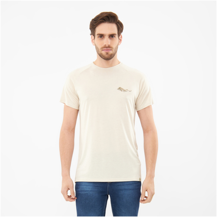 Tricou bambus barbati VIKING Likelo bej print montan [2]