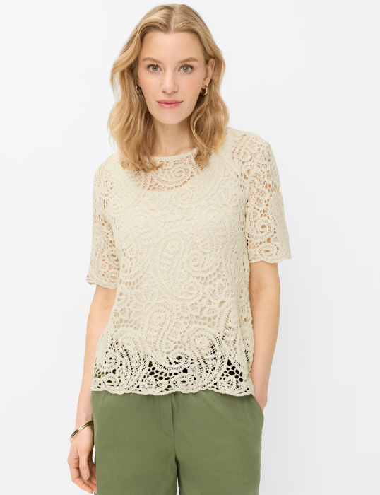 Bluza dantela bumbac femei BRAX CARA S  crem [2]