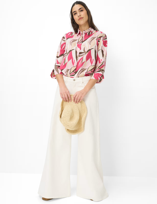 Bluza din in maneca 3/4 femei BRAX VICKI roz print floral [4]