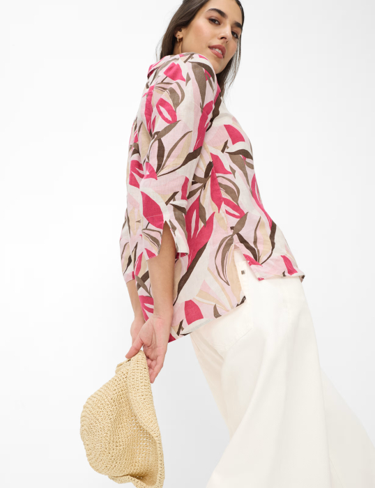 Bluza din in maneca 3/4 femei BRAX VICKI roz print floral [6]