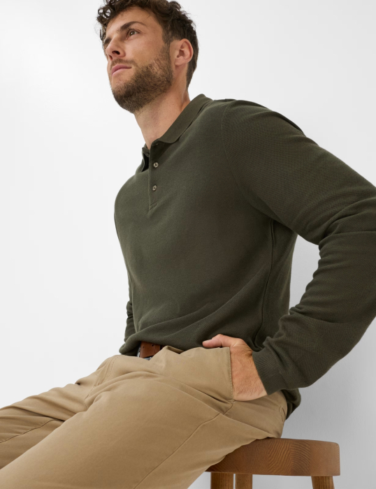 Bluza polo bumbac/modal barbati BRAX PAROS kaki [5]