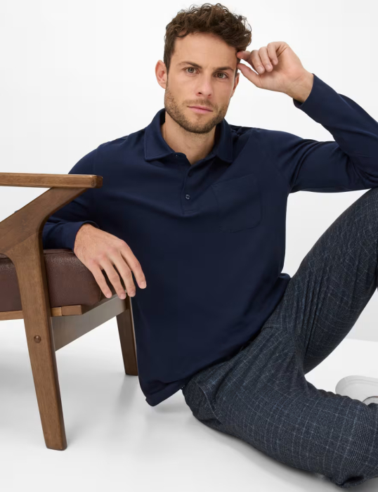 Bluza polo bumbac barbati BRAX PIRLO 273528-70435300 bleumarin [6]