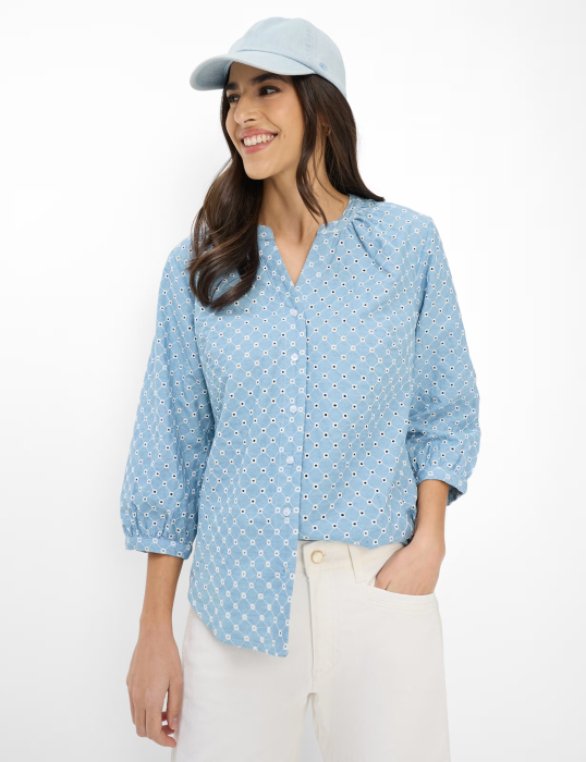 Bluza brodata bumbac maneca 3/4 femei BRAX VELIA bleu [2]