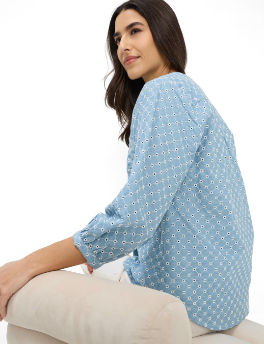 Bluza brodata bumbac maneca 3/4 femei BRAX VELIA bleu [6]