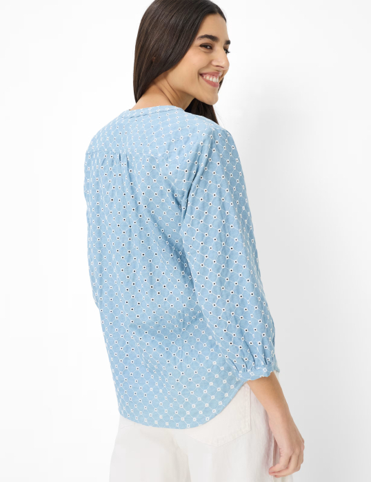 Bluza brodata bumbac maneca 3/4 femei BRAX VELIA bleu [3]