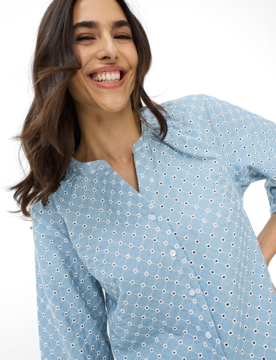 Bluza brodata bumbac maneca 3/4 femei BRAX VELIA bleu [7]
