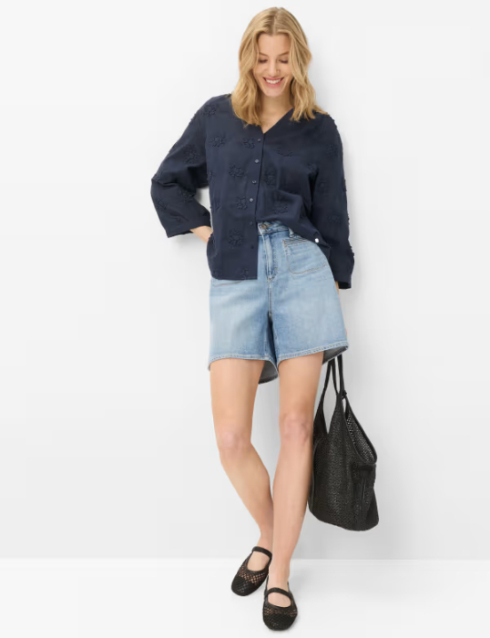 Bluza brodata bumbac femei BRAX VELIA  bleumarin [4]