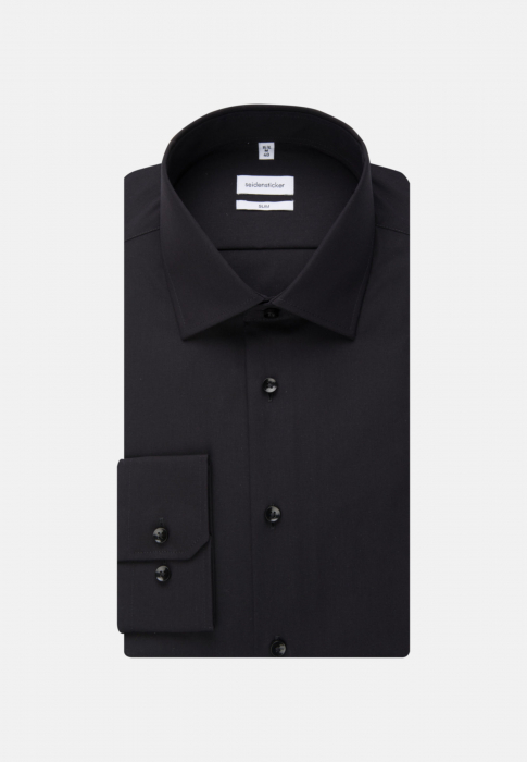 Cămașă business bărbați poplin Seidensticker Slim Not Iron neagra [6]