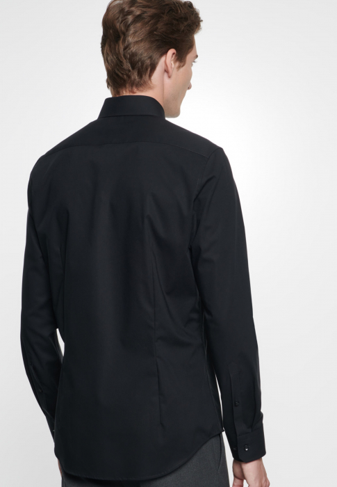 Cămașă business bărbați poplin Seidensticker Slim Not Iron neagra [3]