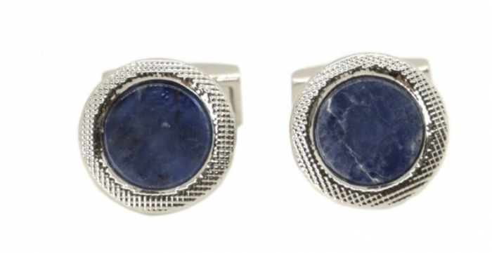 Butoni camasa DALACO rotund Sodalite metal argintiu [1]