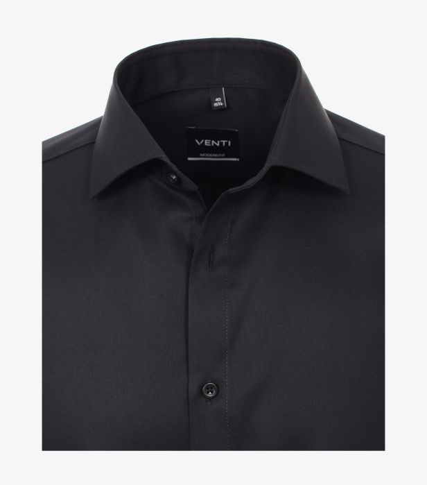 Camasa bumbac barbati VENTI ModernFit uni negru [3]