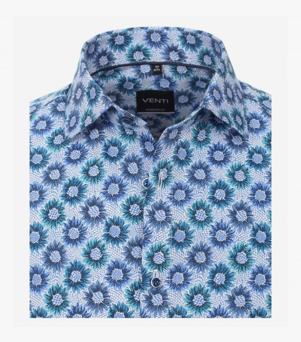 Camasa bumbac barbati VENTI Modern Fit print floral albastru [3]