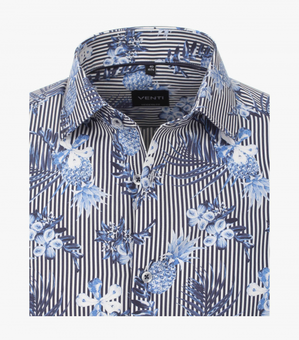 Camasa bumbac barbati VENTI Modern Fit dungi print floral albastru [3]