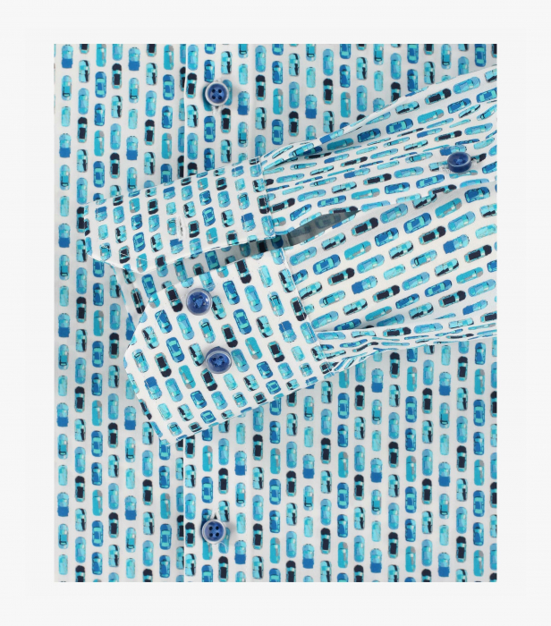 Camasa bumbac barbati VENTI Modern Fit print turcoaz [4]