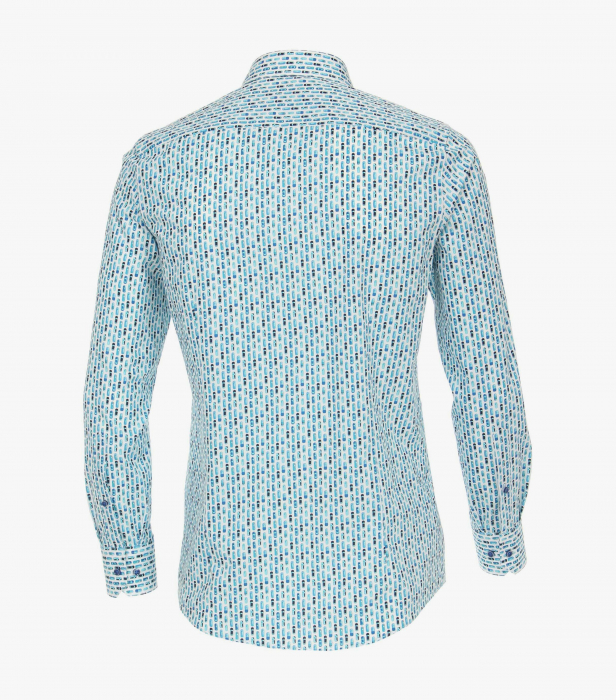 Camasa bumbac barbati VENTI Modern Fit print turcoaz [2]