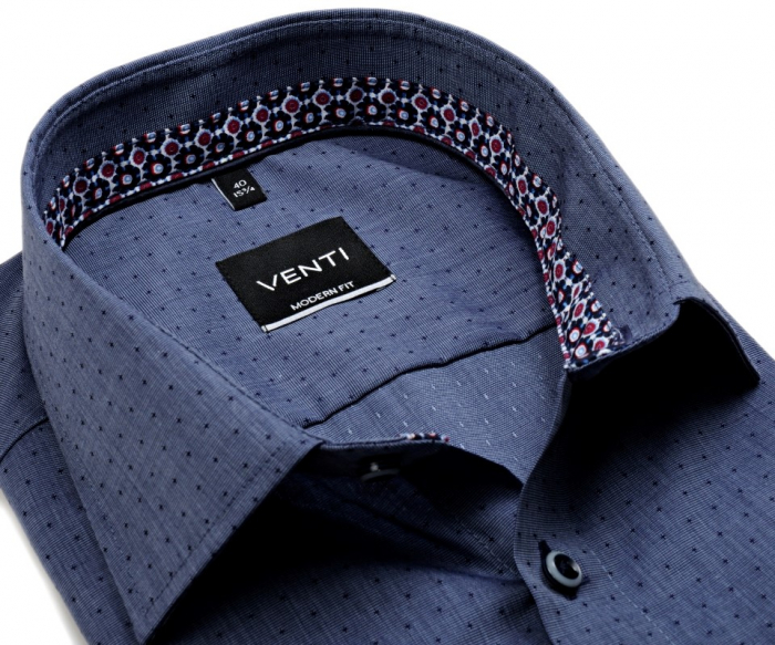 Camasa barbati VENTI ModernFit albastru print punctulete [3]