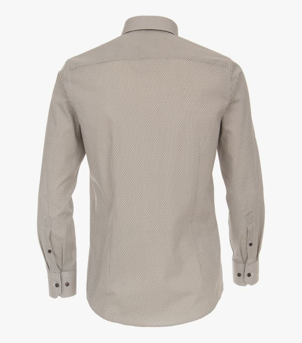 Camasa bumbac barbati VENTI ModernFit bej print triunghiuri [2]