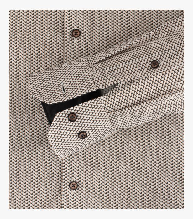 Camasa bumbac barbati VENTI ModernFit bej print triunghiuri [4]