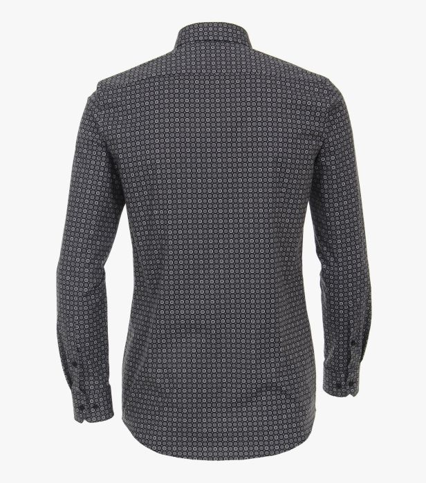 Camasa bumbac barbati VENTI BodyFit negru print cerculete gri [2]